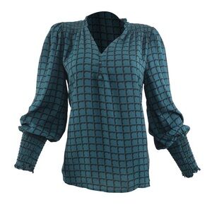 Zac & Rachel Teal Geometric Blouse